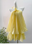 Cute A line Halter Yellow Chiffon Mini Short Formal 8th Grade Homecoming Dresses Summer Middle School Hoco Dress Homecoming Outfits 25 Birthday Dress HZ1121