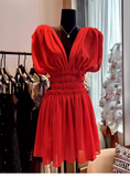 Cute A line V Neck Red Chiffon Mini Short Formal 8th Grade Homecoming Dresses Summer Middle School Hoco Dress Homecoming Outfits 25 Birthday Dress HZ1121