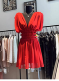 Cute A line V Neck Red Chiffon Mini Short Formal 8th Grade Homecoming Dresses Summer Middle School Hoco Dress Homecoming Outfits 25 Birthday Dress HZ1121