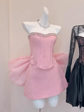 Simple A line Sweetheart Pink Satin Short Mini Homecoming Dress Summer Hoco Dresses Mini Cocktail Dress HZ1121