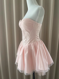 Pretty Ball Gown Sweetheart Tulle Pink Short Homecoming Dress Summer Middle School Formal 8th Grade Hoco Dresses Summer Homecoming Outfits HZ1121