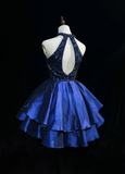 Cute Ball Gown High Neck Royal Blue Sleeveless Mini Short Formal 8th Grade Homecoming Dresses Summer Middle School Hoco Dress Homecoming Outfits HZ1121