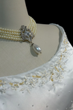 Classic Bridal Gown A line Jewel Neck Satin Long White Wedding Dresses Elegant Bridal Gowns HZ1121