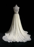 Vintage Bridal Gown 1960s A line Spaghetti Straps White Chiffon Long White Wedding Dresses Elegant Bridal Gowns HZ1121
