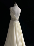 Vintage Bridal Gown 1960s A line Spaghetti Straps White Chiffon Long White Wedding Dresses Elegant Bridal Gowns HZ1121