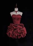 Cute Ball Gown Sweetheart Taffeta Burgundy Sleeveless Mini Short Formal 8th Grade Homecoming Dresses Summer Middle School Hoco Dress Homecoming Outfits HZ1121