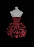 Cute Ball Gown Sweetheart Taffeta Burgundy Sleeveless Mini Short Formal 8th Grade Homecoming Dresses Summer Middle School Hoco Dress Homecoming Outfits HZ1121