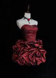 Cute Ball Gown Sweetheart Taffeta Burgundy Sleeveless Mini Short Formal 8th Grade Homecoming Dresses Summer Middle School Hoco Dress Homecoming Outfits HZ1121