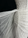 Vintage Bridal Gown 1960s Mermaid Off The Shoulder Sequin Long White Wedding Dresses Elegant Bridal Gowns HZ1121