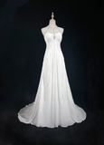 Vintage Bridal Gown 1960s A Line Jewel Neck Chiffon Long White Wedding Dresses Elegant Bridal Gowns HZ1121