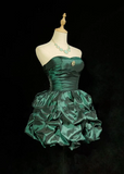 Vintage Ball Gown Sweetheart Taffeta Dark Green Sleeveless Mini Short Formal 8th Grade Homecoming Dresses Summer Middle School Hoco Dress Homecoming Outfits HZ1121