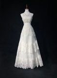 Vintage Bridal Gown 1960s A Line Strapless Tulle Lace Long White Wedding Dresses Elegant Bridal Gowns HZ1121