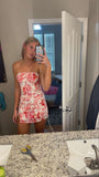 Cute Sheath Strapless Satin Floral Mini Short Formal 8th Grade Homecoming Dresses Middle School Semi Formal Hoco Dress Cocktail Outfits HZ1121