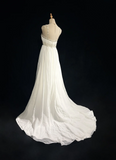 Vintage Bridal Gown 1960s A Line V Neck Chiffon Long White Wedding Dresses Elegant Bridal Gowns HZ1121