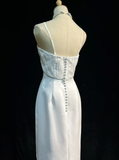 Vintage Bridal Gown 1960s Sheath Spaghetti Straps Satin White Long Summer Autumn Wedding Dresses Elegant Bridal Gowns HZ1121