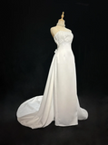 Vintage Bridal Gown 1960s Sheath Spaghetti Straps Satin White Long Summer Autumn Wedding Dresses Elegant Bridal Gowns HZ1121