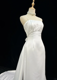 Vintage Bridal Gown 1960s Sheath Spaghetti Straps Satin White Long Summer Autumn Wedding Dresses Elegant Bridal Gowns HZ1121