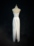 Vintage Bridal Gown 1960s Sheath Spaghetti Straps Satin White Long Summer Autumn Wedding Dresses Elegant Bridal Gowns HZ1121