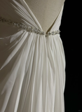 Vintage A line Scoop White Chiffon Long 1940s 1950s Wedding Dresses Elegant Bridal Gowns HZ1121