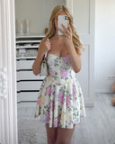 Cute A Line Spaghetti Straps Floral Mini Short Formal 8th Grade Homecoming Dresses Summer Middle School Hoco Dress Homecoming Outfits HZ1121