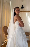 Dreamy Wedding Dress Ball Gown Strapless Satin White Wedding Dresses Bridal Gowns HZ1121