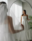 Dreamy Wedding Dress Ball Gown Strapless Satin White Wedding Dresses Bridal Gowns HZ1121