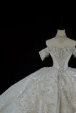 Timeless Bridal Gown Ball Gown Off The Shoulder Sequin Long Wedding Dresses Elegant Brides Gowns HZ1121