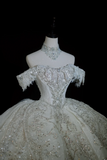Timeless Bridal Gown Ball Gown Off The Shoulder Sequin Long Wedding Dresses Elegant Brides Gowns HZ1121