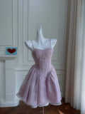 Fancy Short Hoco Dresses A line Straps Lilac Mini Blue Formal 8th Grade Homecoming Dresses Summer Middle School Homecoming Outfits HZ1121