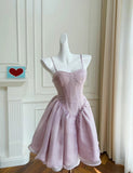 Fancy Short Hoco Dresses A line Straps Lilac Mini Blue Formal 8th Grade Homecoming Dresses Summer Middle School Homecoming Outfits HZ1121