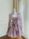Fancy Short Hoco Dresses A line Straps Lilac Mini Blue Formal 8th Grade Homecoming Dresses Summer Middle School Homecoming Outfits HZ1121