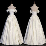 Classic Bridal Gown A Line Off The Shoulder Short Sleeves Lace White Wedding Dresses Minimalist Bridal Gowns HZ1121
