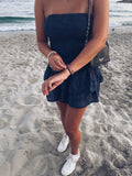 Cute A line Strapless Navy Blue Lace Mini Short Formal 8th Grade Homecoming Dresses Summer Middle School Hoco Dress Homecoming Outfits 25 Birthday Dress HZ1121