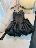 Fancy Short Hoco Dresses Ball Gown Spaghetti Straps Black Formal 8th Grade Homecoming Dresses Summer Middle School Homecoming Outfits HZ1121