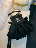 Fancy Short Hoco Dresses Ball Gown Spaghetti Straps Black Formal 8th Grade Homecoming Dresses Summer Middle School Homecoming Outfits HZ1121
