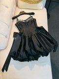 Fancy Short Hoco Dresses Ball Gown Spaghetti Straps Black Formal 8th Grade Homecoming Dresses Summer Middle School Homecoming Outfits HZ1121