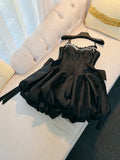 Fancy Short Hoco Dresses Ball Gown Spaghetti Straps Black Formal 8th Grade Homecoming Dresses Summer Middle School Homecoming Outfits HZ1121