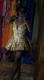 Pretty Ball Gown Spaghetti Straps Gold Lace Formal 8th Grade Homecoming Dresses Summer Middle School Hoco Dress Homecoming Outfits HZ1121
