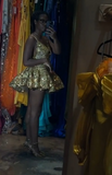 Pretty Ball Gown Spaghetti Straps Gold Lace Formal 8th Grade Homecoming Dresses Summer Middle School Hoco Dress Homecoming Outfits HZ1121