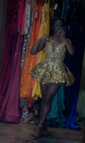 Pretty Ball Gown Spaghetti Straps Gold Lace Formal 8th Grade Homecoming Dresses Summer Middle School Hoco Dress Homecoming Outfits HZ1121
