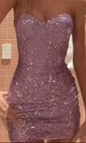 Pretty Sheath Sweetheart Sleeveless Sequin Lilac Short Mini Formal 8th Grade Homecoming Dresses Summer Middle School Hoco Dress Homecoming Outfits HZ1121