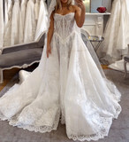 Modest Bridal Gown Ball Gown Strapless White Lace Long Summer Autumn Wedding Dresses Elegant Bridal Gowns HZ1121
