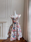 Cute A line Spaghetti Straps Floral Satin Short Homecoming Dress Summer Middle School Formal 8th Grade Hoco Dresses Summer Homecoming Outfits HZ1121