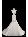 Timeless Bridal Gown Mermaid Strapless Satin Long Wedding Dresses Elegant Bridal Gowns HZ1121