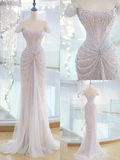 Elegant Mermaid Off The Shoulder Sequin Prom Dresses Party Dress Summer 20th Birthday Outfits 18th Birthday Dresses HZ1121