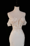 Timeless Bridal Gown Mermaid Off The Shoulder Satin Short Sleeves Wedding Dresses Elegant Bridal Gowns HZ1121