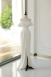 Timeless Bridal Gown Sheath Off The Shoulder Satin Short Sleeves Wedding Dresses Elegant Bridal Gowns HZ1121