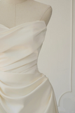 Timeless Bridal Gown Ball Gown Strapless Satin Pleated Sleeveless Long White Wedding Dresses Elegant Bridal Gowns HZ1121