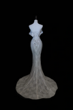 Timeless Bridal Gown Mermaid Off The Shoulder Silver Sequin Cap Sleeves Long Wedding Dresses Elegant Bridal Gowns HZ1121