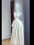 Timeless Bridal Dress Ball Gown Strapless Satin White Wedding Dresses Elegant Bridal Gowns HZ1121